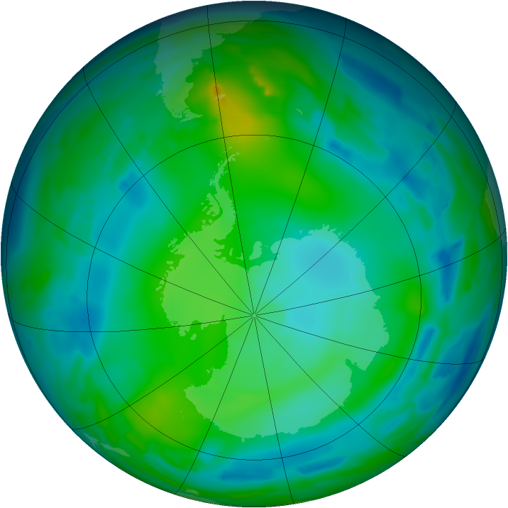 Antarctic ozone map for 07 June 2012
